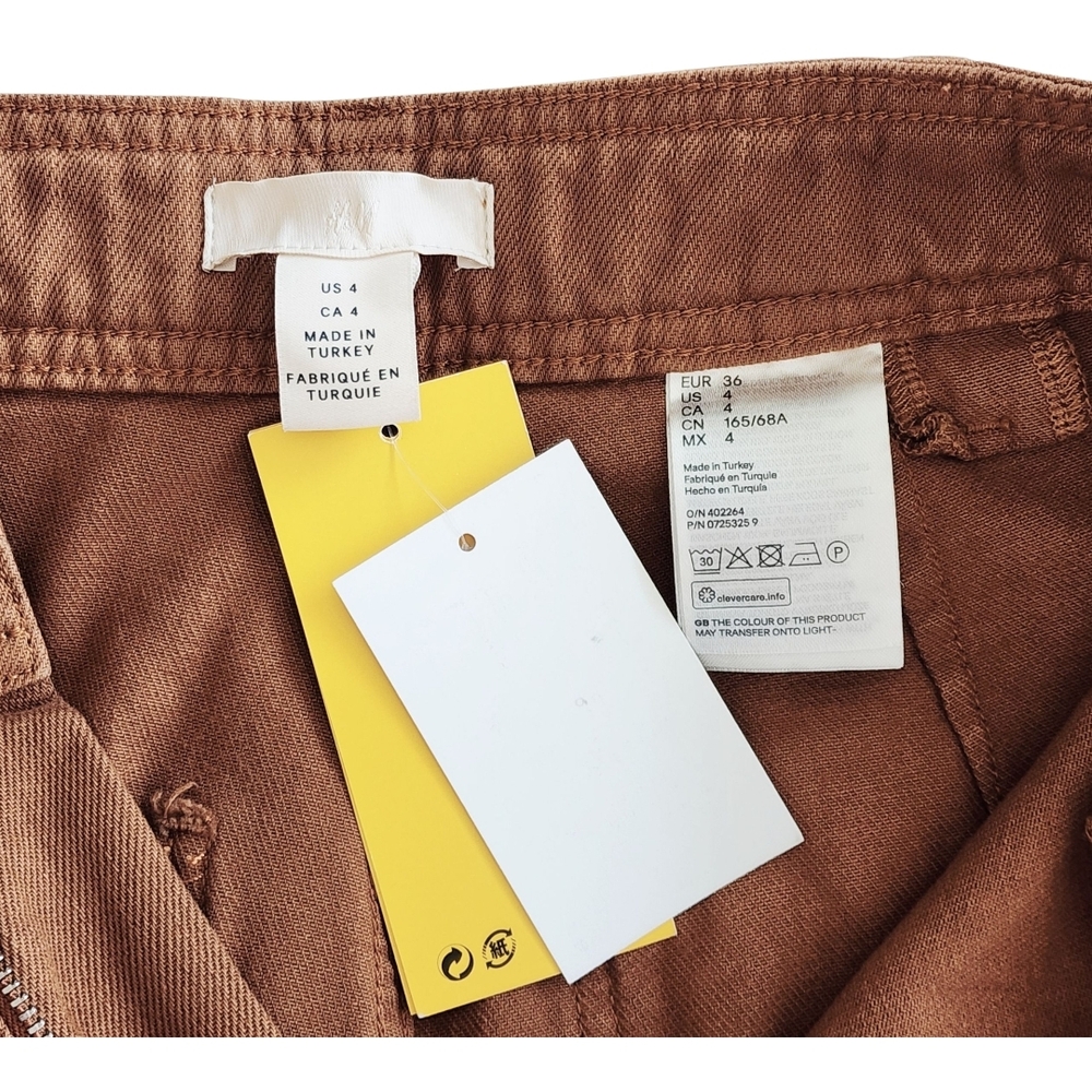 H&M Brown Wide Leg Denim Trouser Jeans Women's Size 4 NEW - Picture 4 of 5